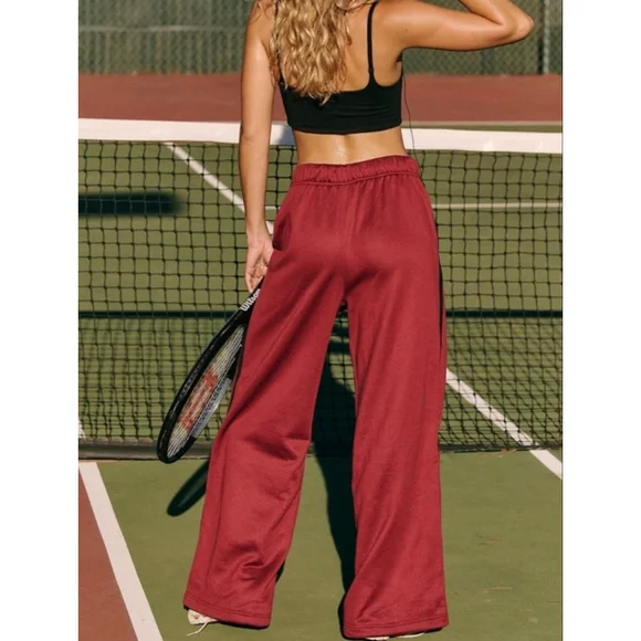 Free People Fineline Track Pants NWOT Size Medium Sour Cherry FP Movement - Picture 4 of 7